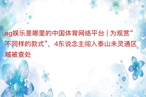 ag娱乐是哪里的中国体育网络平台 | 为观赏“不同样的款式”，4东说念主闯入泰山未灵通区域被查处