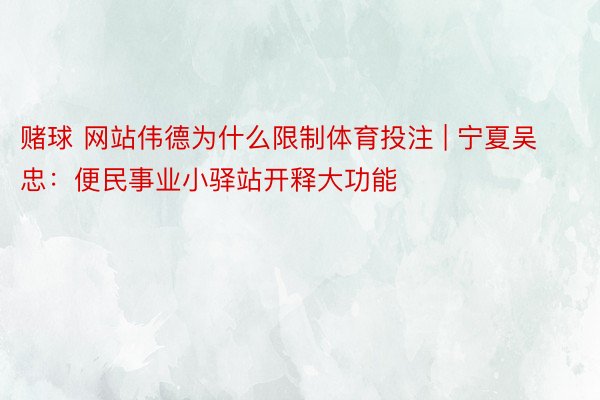 赌球 网站伟德为什么限制体育投注 | 宁夏吴忠：便民事业小驿站开释大功能