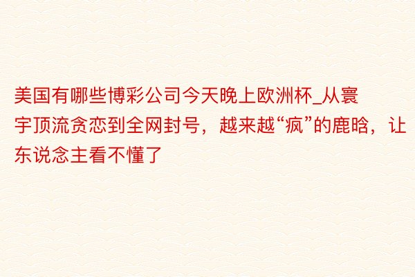 美国有哪些博彩公司今天晚上欧洲杯_从寰宇顶流贪恋到全网封号，越来越“疯”的鹿晗，让东说念主看不懂了